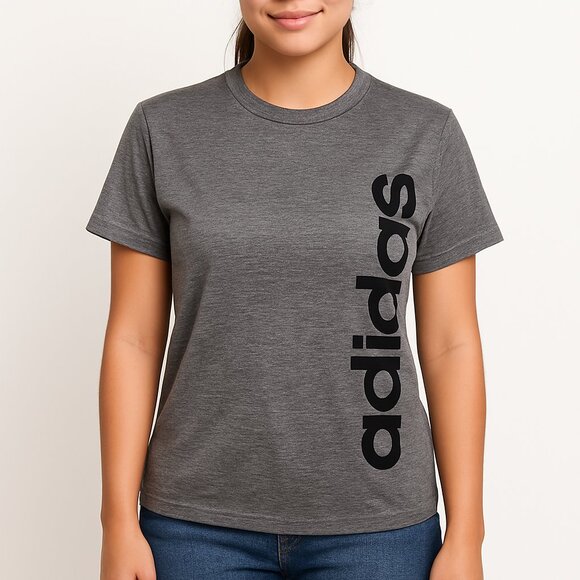 Adidas Youth Gray Logo T-Shirt – Size M (10/12) Short Sleeve Tee - Picture 1 of 5